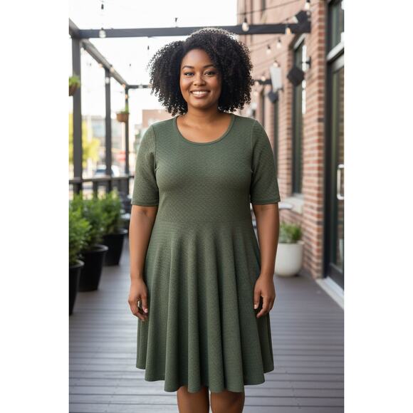 NWT Lularoe Women's Green Nicole Dress Size 3X Plus - Picture 1 of 5